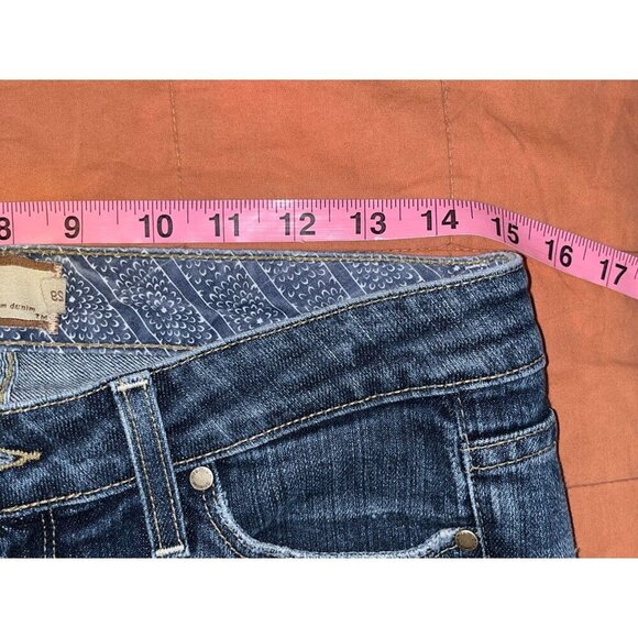 Paige Vintage Y2K  Blue Denim Canyon Low Rise Embroidered Flare Jeans Women's Si - Picture 8 of 12